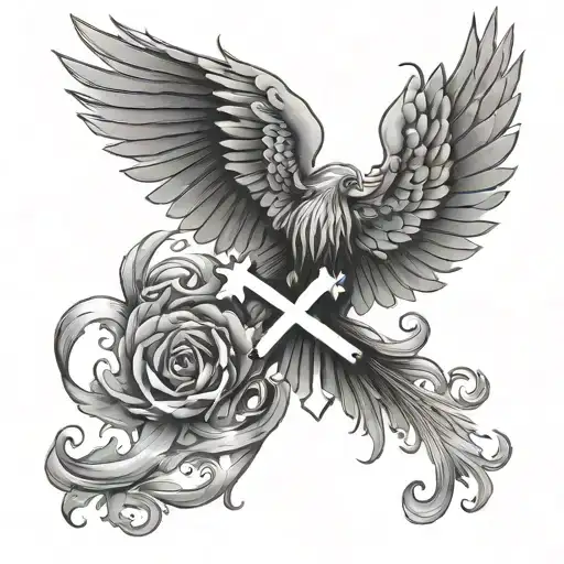 Cross And Phoenix Wings