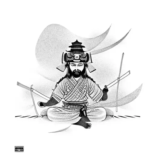 Samurai Meditating In Garden