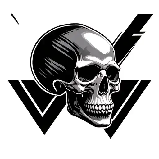 A Skull In The Middle Of The V Twin Machine