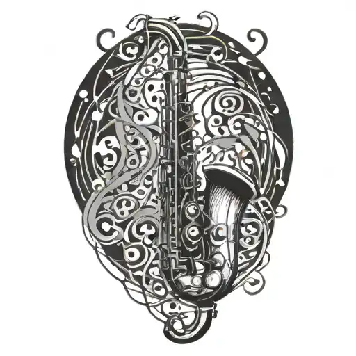 Incorporate Musical Notes Forming A Saxophone Shape