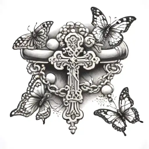 Rosary With Butterflies On Hand