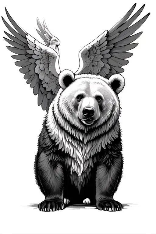Russia Bear With Angels In The Backround