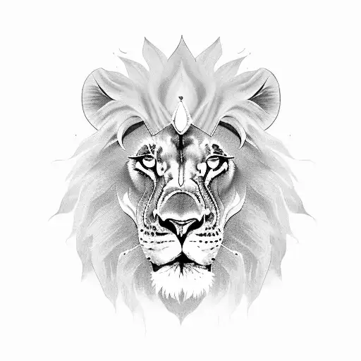 A Detailed Portrait Of A Lion With A Crown Symbolizing Strength And Power