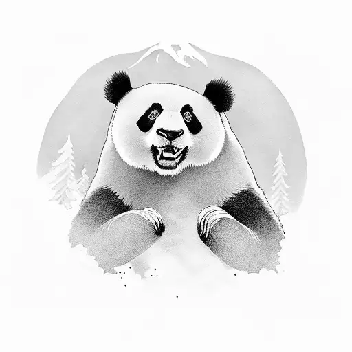 A Panda Bear Exploring Exotic Plants In Lake Tahoe