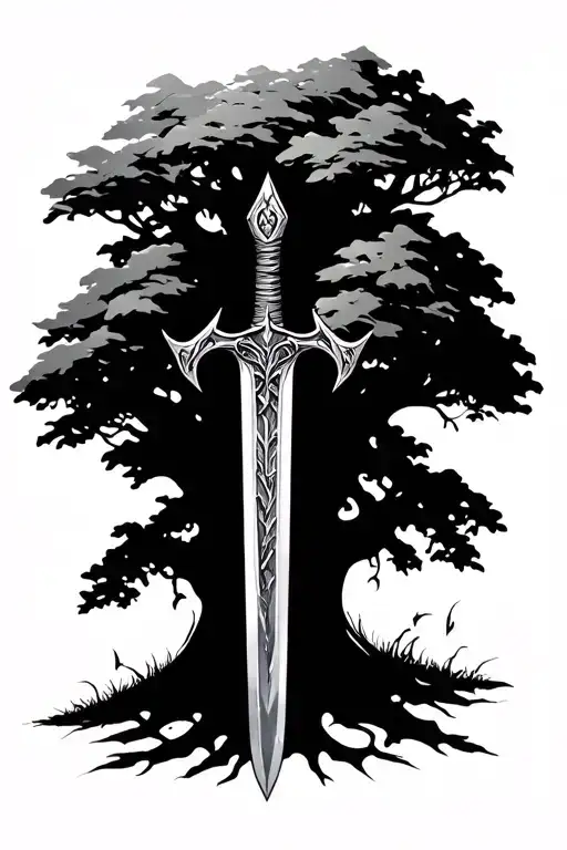 Lord Of The Rings Sword And Tree