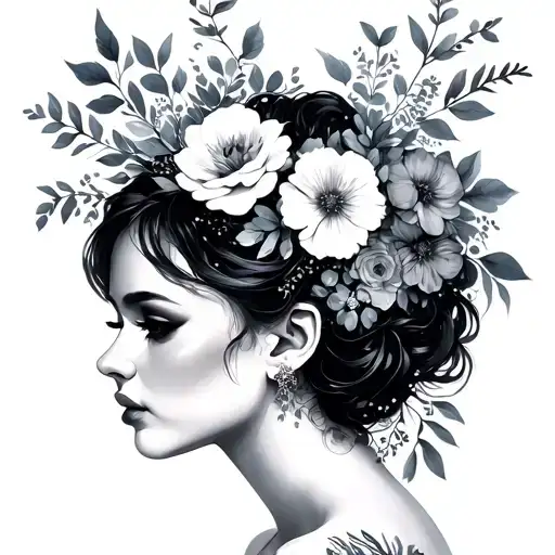 Black Lady With Floral Arrangement