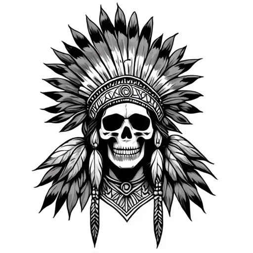 Skull Wearing An Indian Headress
