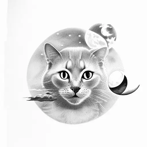 Shadoww Of Black Cat With A Moon