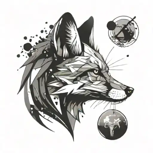 Trash Polka Style Tattoo Fox