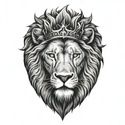 Lion Portrait With A Crown Of Thorns Wrapped Around His Head