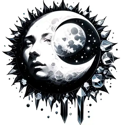 Sun And Moon And Crystals Being Dispersed