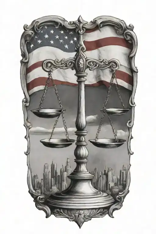 Justice Scales And American Flag Libra