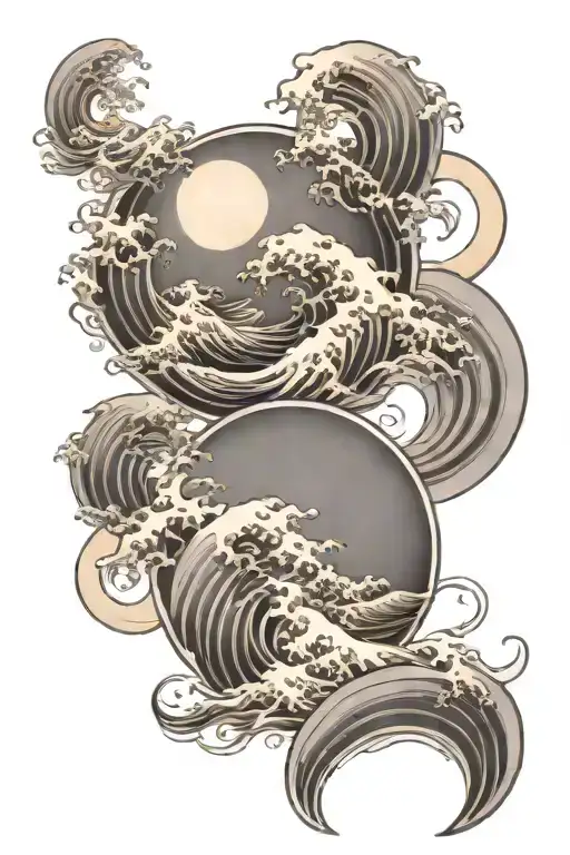 Japanese Waves With Moon Phase