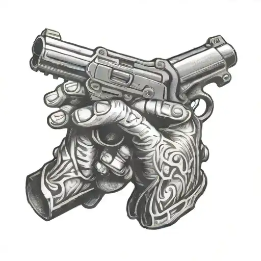 Prayer Hands And Gun