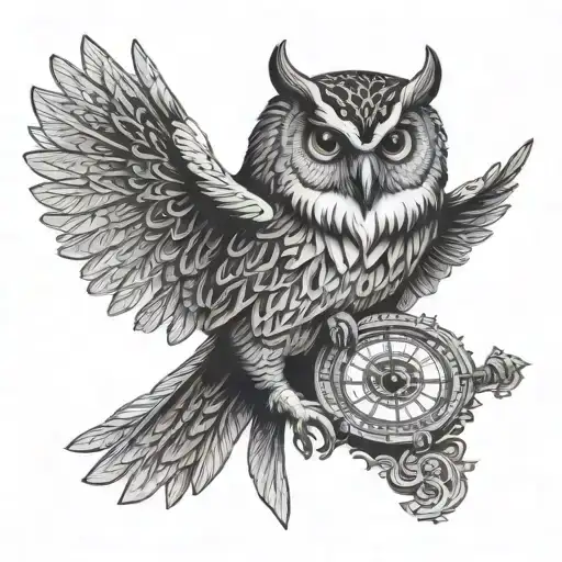 Owl And Medieval Compass