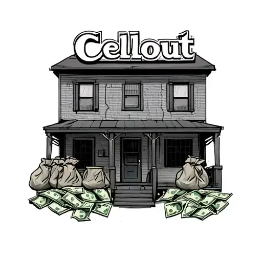 A Traphouse That Has The Name Cellout On Top Of It Underneath It Has Road Runna With Money Bags