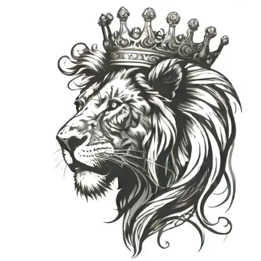 Lion Portraits With A Crown Ot Torns On His Head