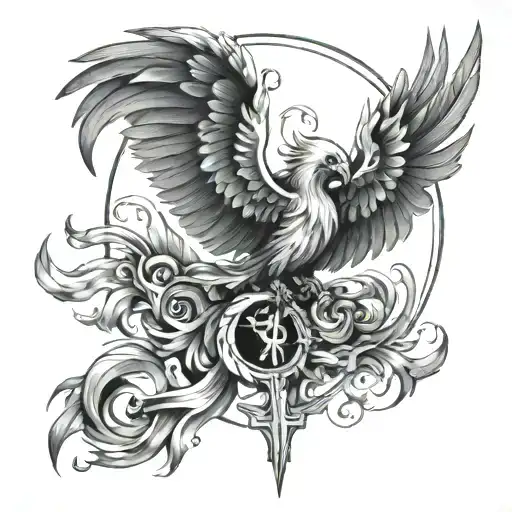 Cross And Phoenix Rising