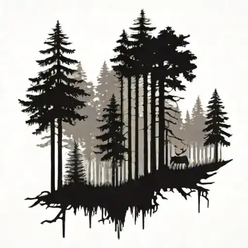 Forest Tattoo But The Trunks Of The Trees Are Made Of Rifles If You Look Closley