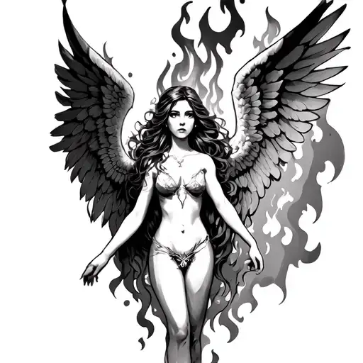 Female Angel On Fire