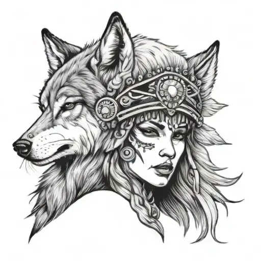 Women In Wolf Headdress Being Worn