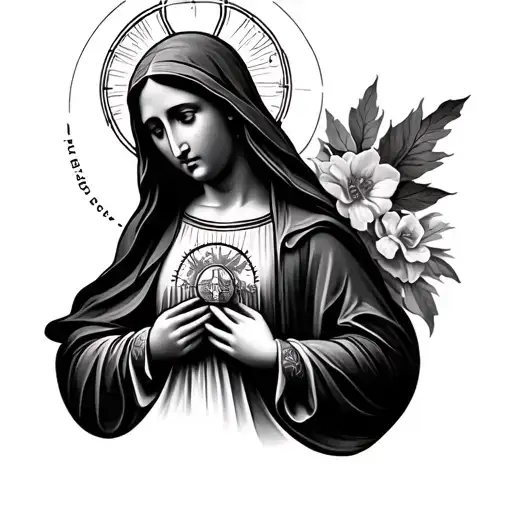 Virgin Mary With Tattoos 3D