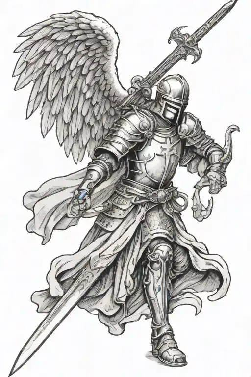Crusader Angel Holding A Sword