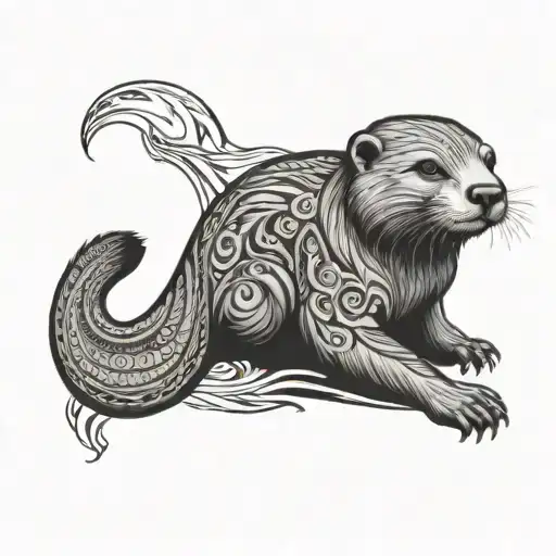 Otter With Native Designs In Body For Forearm