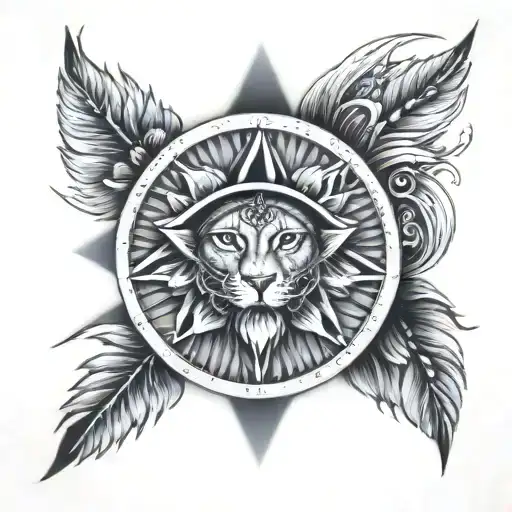 All Seeing Eye With Lion Surrounded