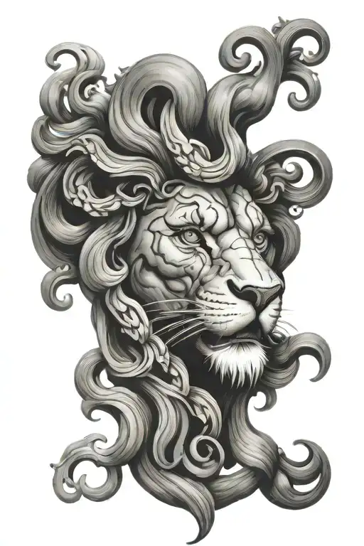 Half Medusa Half Lion Face Morphing