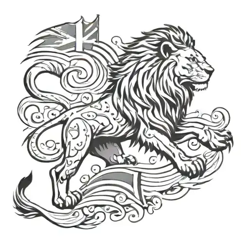 Leo Star Sign With A Lions Tail Trailing Down The Forearm With An Australian Flag At The End