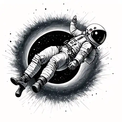 Black Hole Astronaut Floating In Space