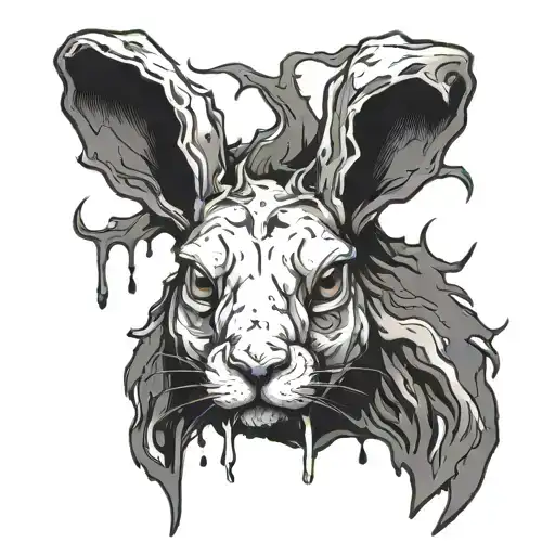 Dark Demonic Rabbit With Antlers Ending With Dripping Ink
