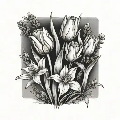 Tulip Lavender And Daffodils