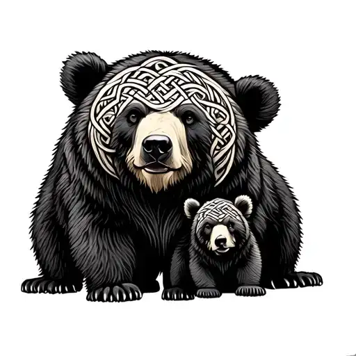 Celtic Knot Bear With 2 Bear Cubs