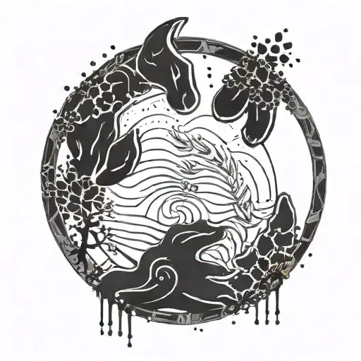 Enso Symbol With Animal Paw Prints Slowly Fading Away