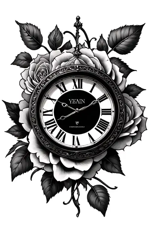 Roman Numerals Clock Roses