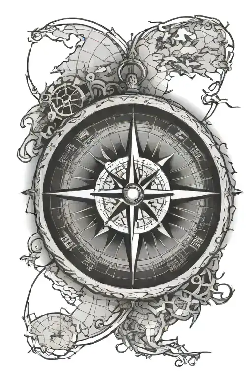 Compass Over A World Map