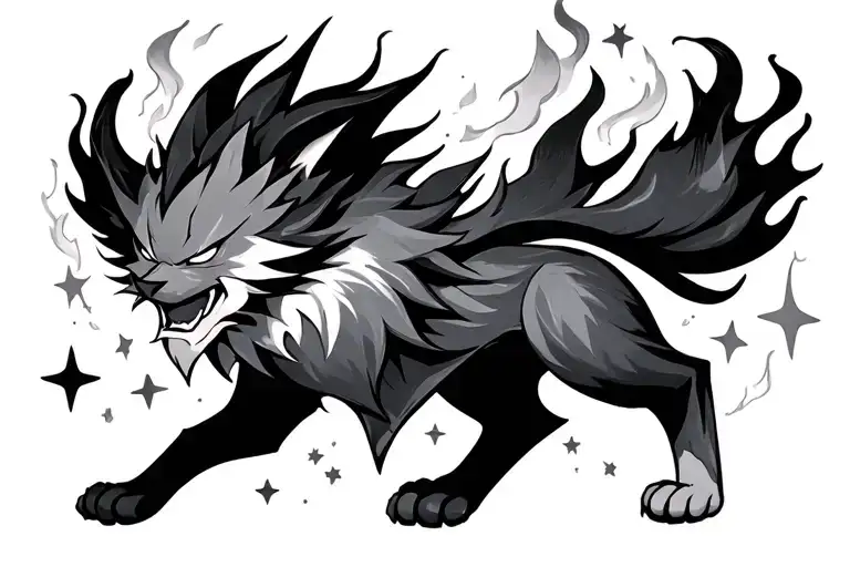 Kurama With Fire And Stars