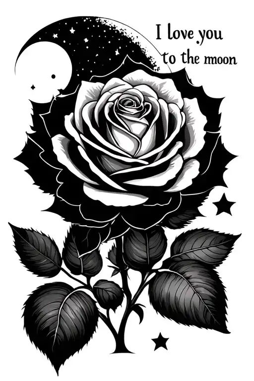 Rose And Moon With The Righting I Love You To The Moon And Back
