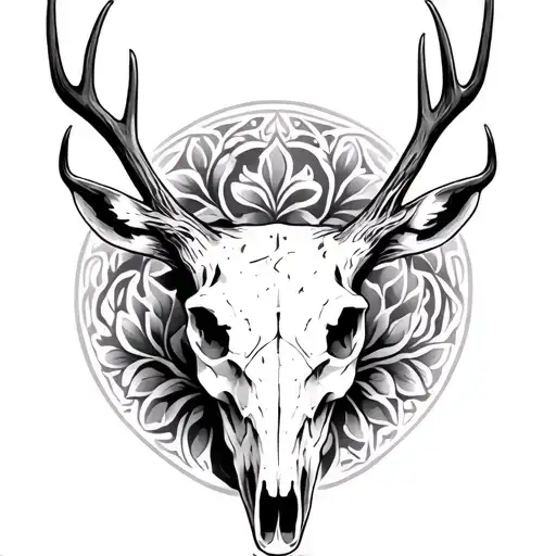 Deer Skull Soft Shading More Line