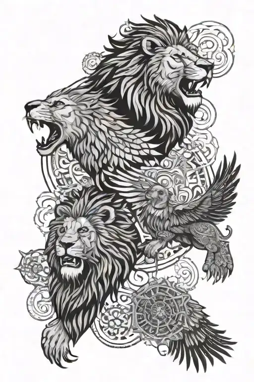 Lions And Mandalas And Eagles Flying