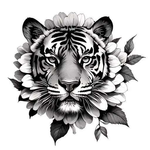 Tiger And Chrysanthemum Flower