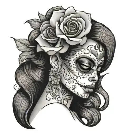 Day Of The Dead Lady With Rose