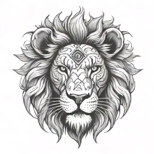 Lion Head With All Seeing Eye On Its Forehead