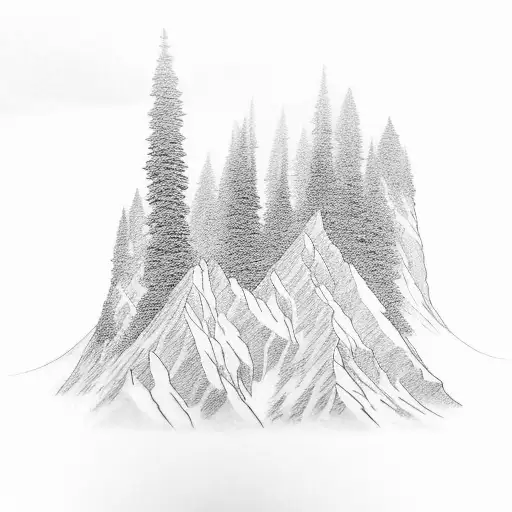 A Majestic Mountain Landscape With A Hidden Bigfoot Figure Among The Trees