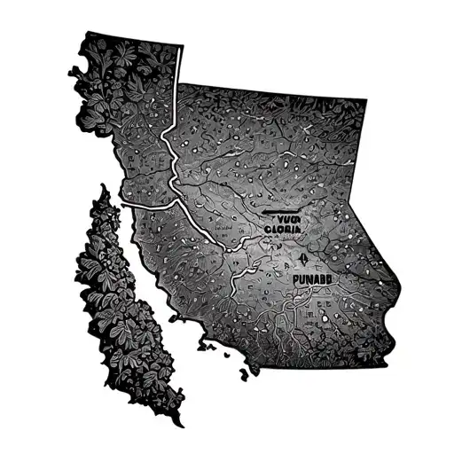 Punjab Map Outline With California Map Outline Inside