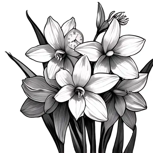 Daffodills With A Clock Forearm