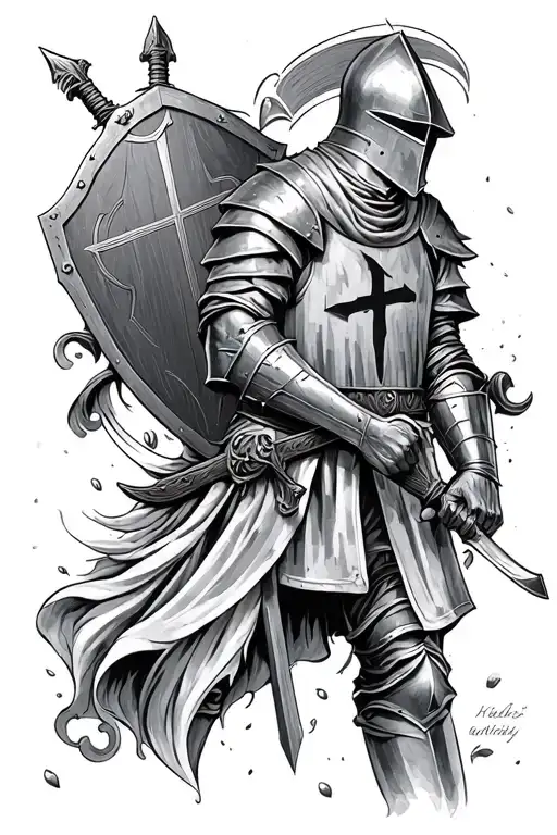 Knights Templar Knight With Sword And Shield