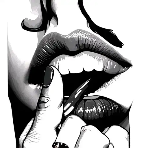 Female Face With Finger Over Lip